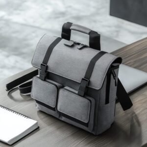 black-grey-backpack-sits-table-notebook_1109427-6657 Minimalist Business Backpack